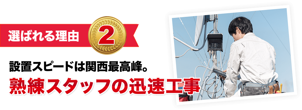 設置スピードは関西最高峰。熟練スタッフの迅速工事